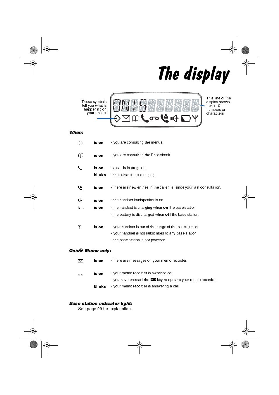 The display | Philips Onis 2 User Manual | Page 5 / 38