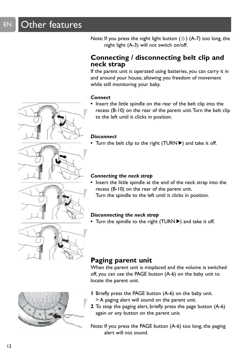 Other features, Paging parent unit | Philips SCD488 User Manual | Page 12 / 184