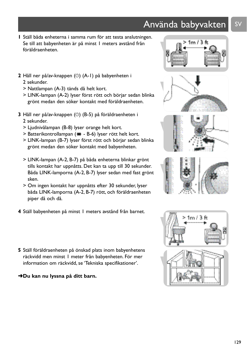 Använda babyvakten | Philips SCD488 User Manual | Page 129 / 184