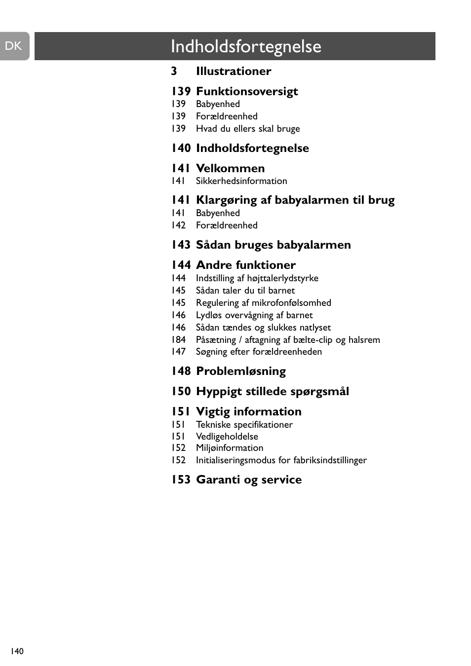 Indholdsfortegnelse | Philips SCD488 User Manual | Page 140 / 184