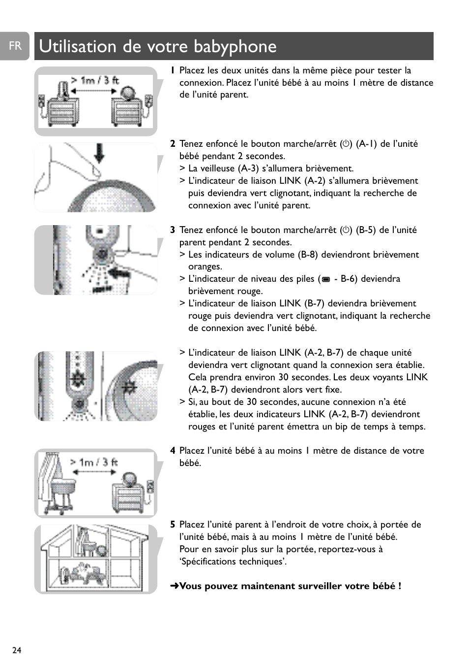 Utilisation de votre babyphone | Philips SCD488 User Manual | Page 24 / 184