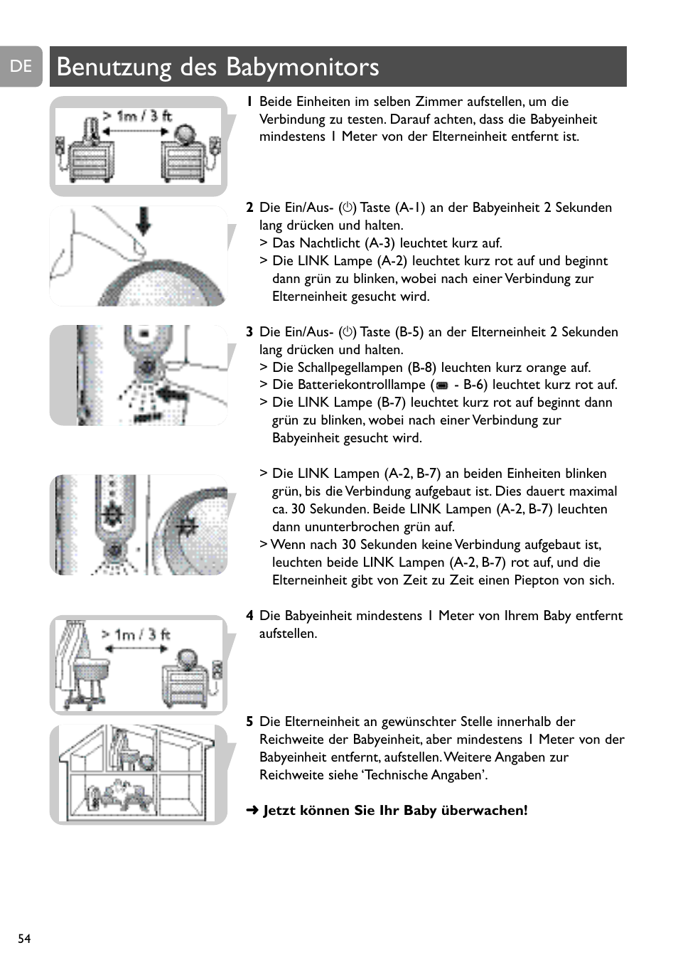 Benutzung des babymonitors | Philips SCD488 User Manual | Page 54 / 184