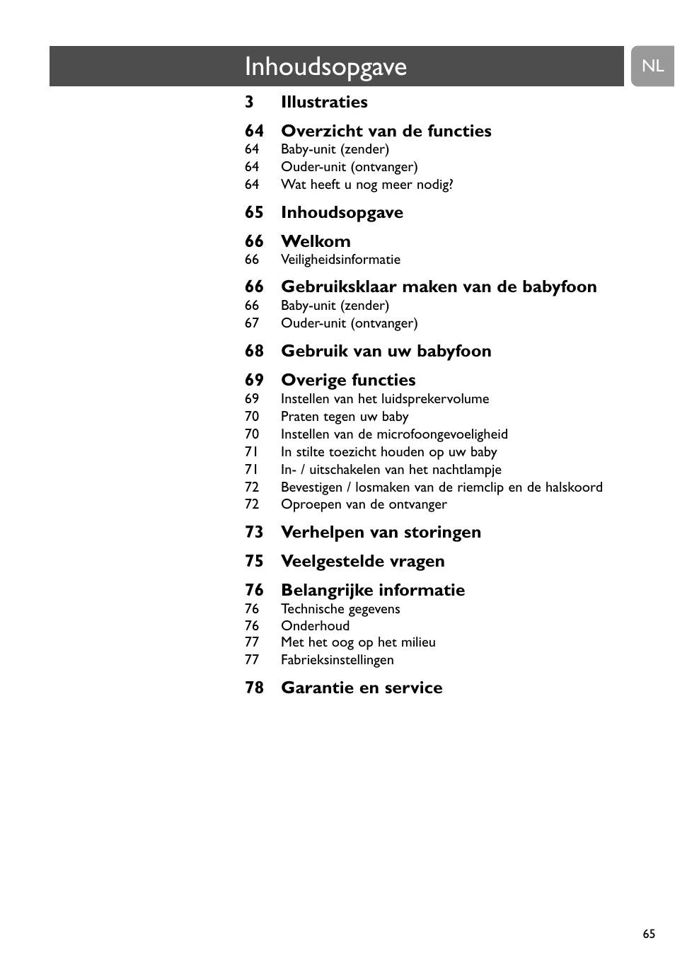 Inhoudsopgave | Philips SCD488 User Manual | Page 65 / 184