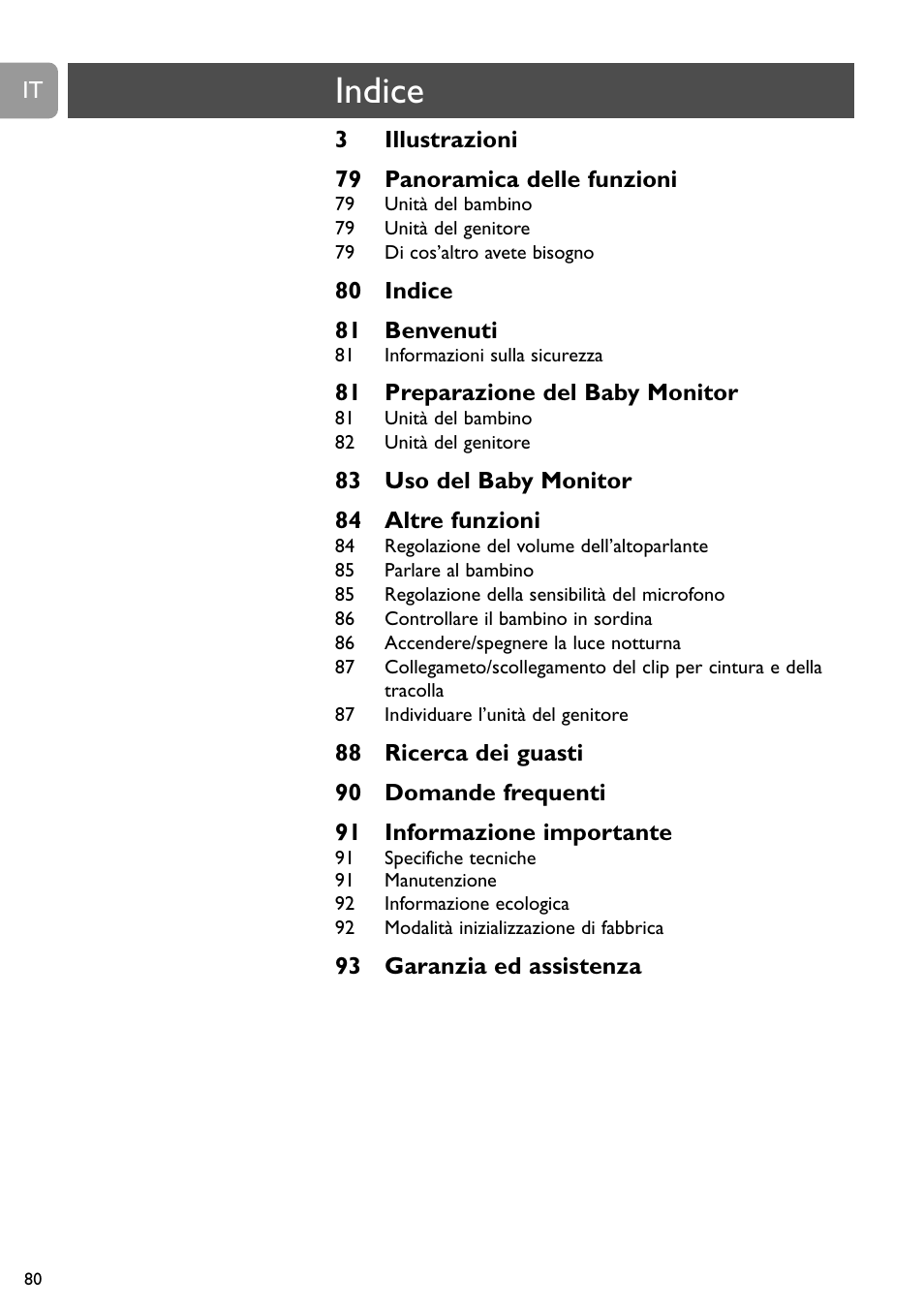 Indice | Philips SCD488 User Manual | Page 80 / 184