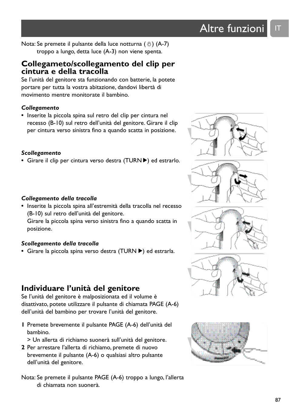 Altre funzioni, Individuare l’unità del genitore | Philips SCD488 User Manual | Page 87 / 184