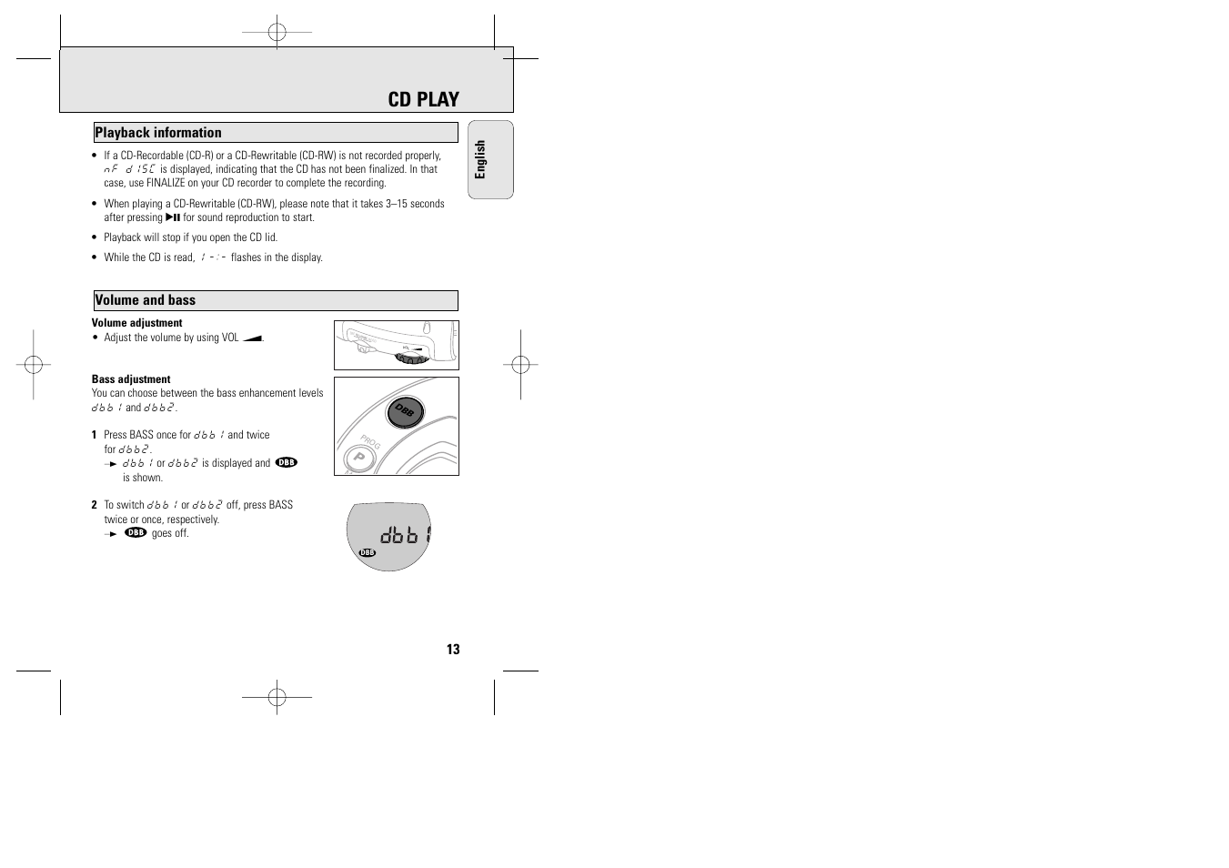 Cd play | Philips ACT 7585 User Manual | Page 13 / 65