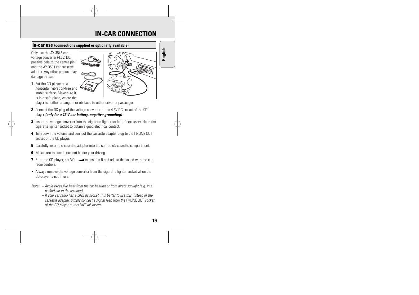 In-car connection | Philips ACT 7585 User Manual | Page 19 / 65