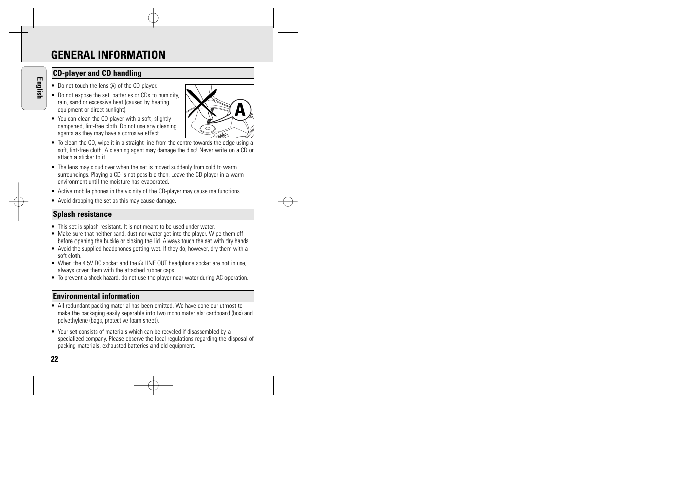 General information | Philips ACT 7585 User Manual | Page 22 / 65