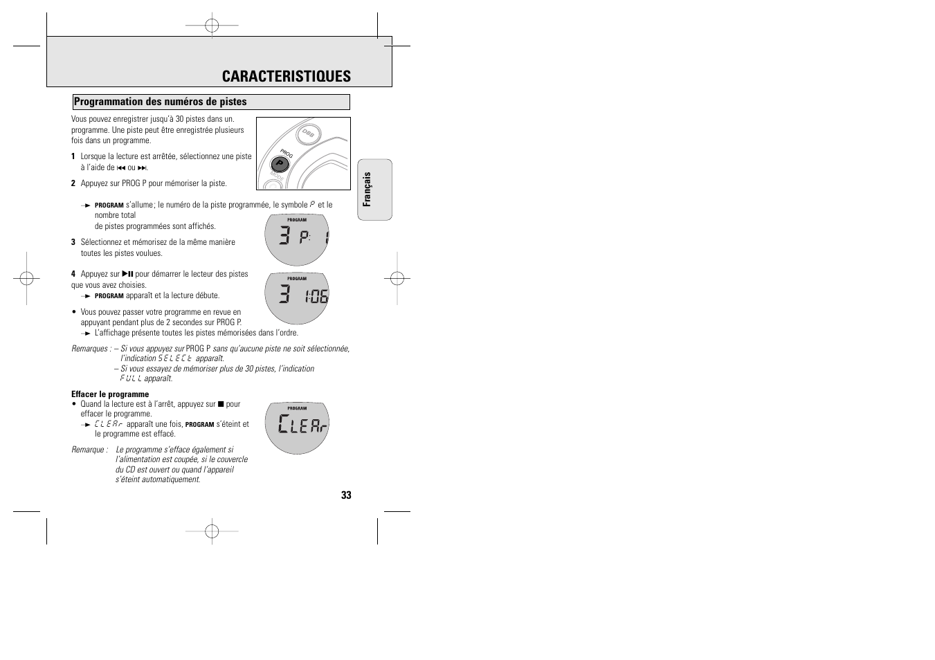 Caracteristiques | Philips ACT 7585 User Manual | Page 33 / 65