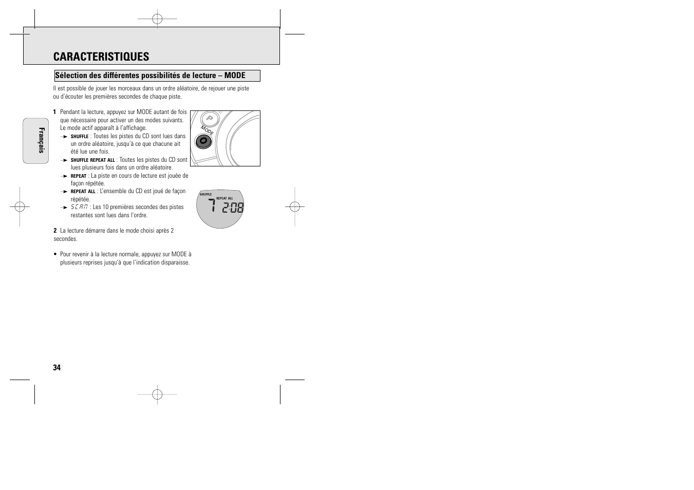 Caracteristiques | Philips ACT 7585 User Manual | Page 34 / 65