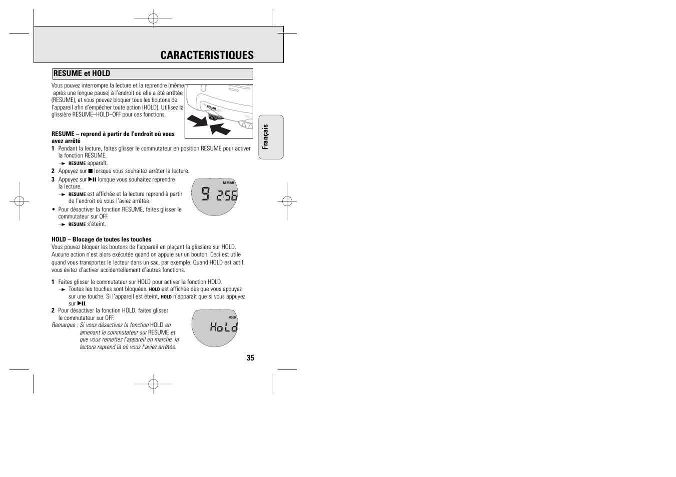 Caracteristiques | Philips ACT 7585 User Manual | Page 35 / 65