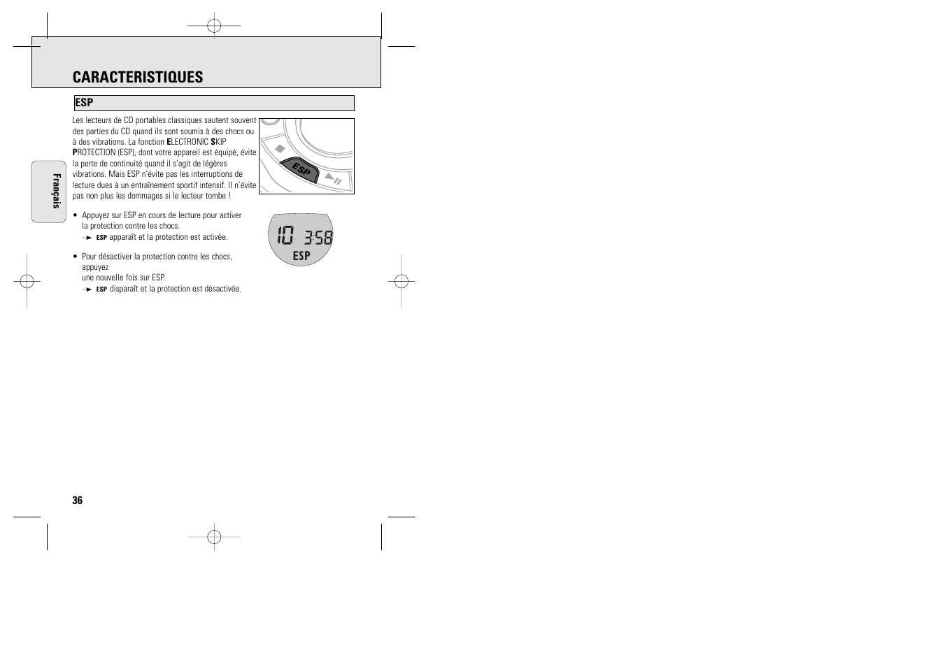 Caracteristiques | Philips ACT 7585 User Manual | Page 36 / 65