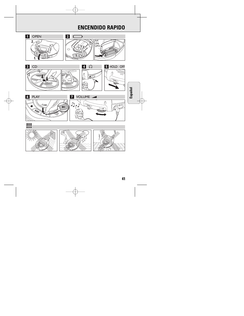 Encendido rapido | Philips ACT 7585 User Manual | Page 41 / 65