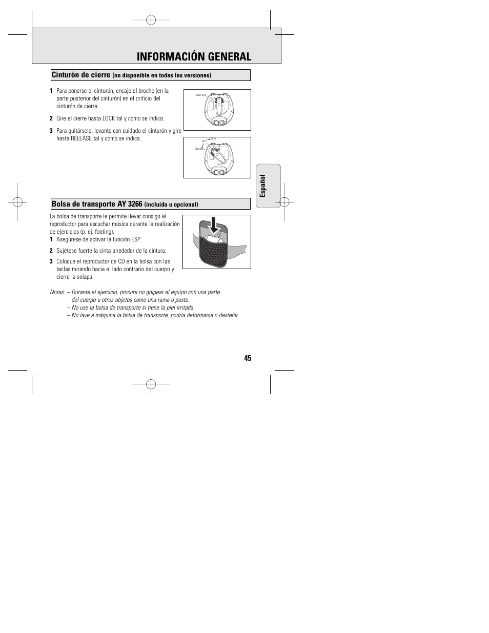 Información general | Philips ACT 7585 User Manual | Page 45 / 65