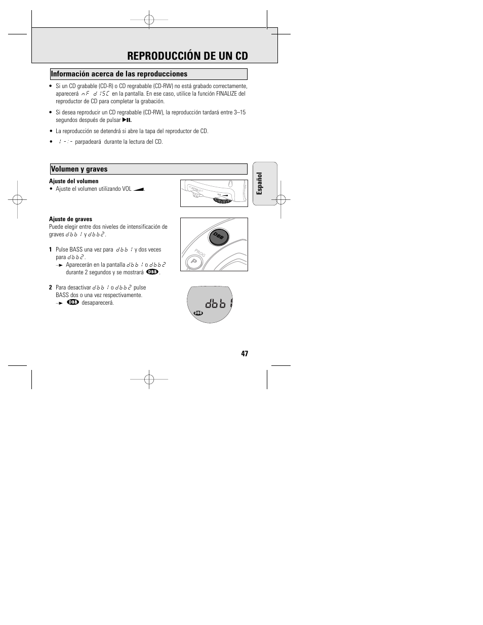 Reproducción de un cd | Philips ACT 7585 User Manual | Page 47 / 65