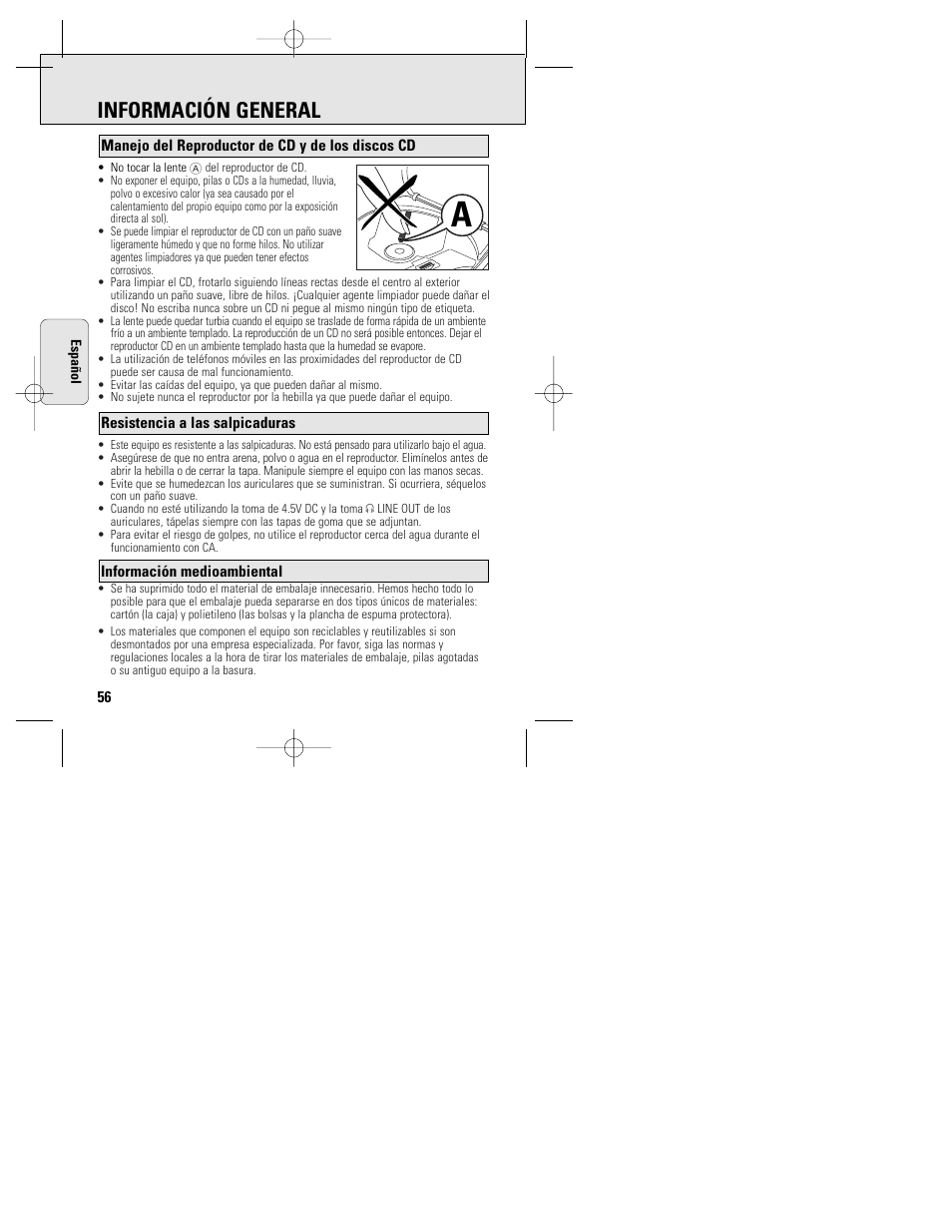 Información general | Philips ACT 7585 User Manual | Page 56 / 65