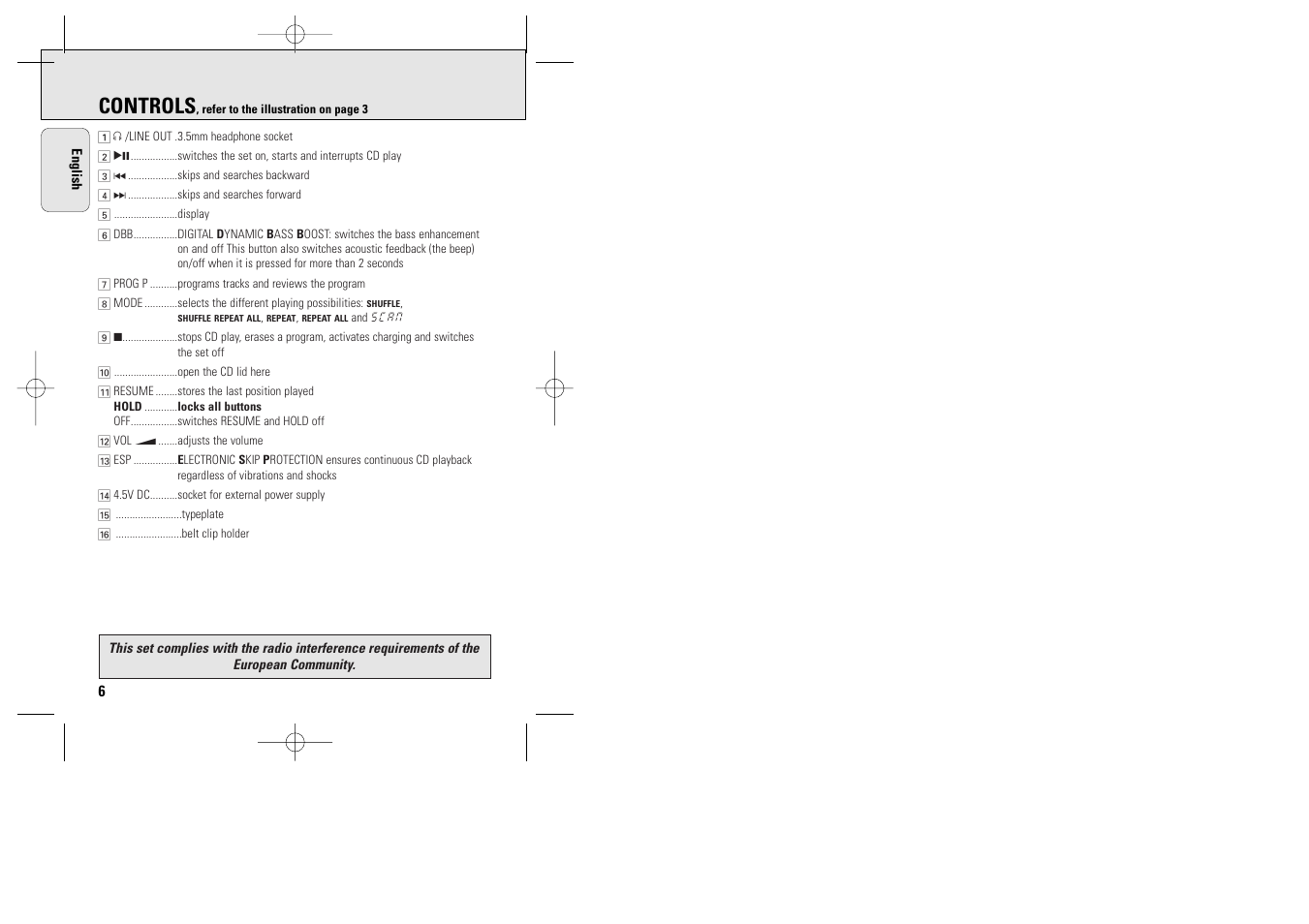 Controls | Philips ACT 7585 User Manual | Page 6 / 65