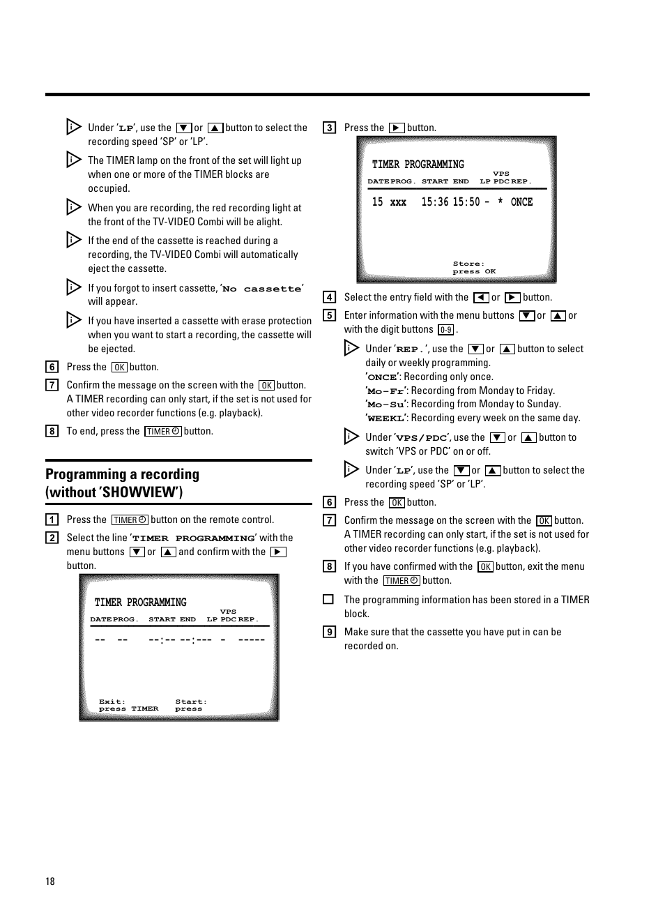 Programming a recording (without ’showview’) | Philips 21PV708-715-908/39 User Manual | Page 20 / 29