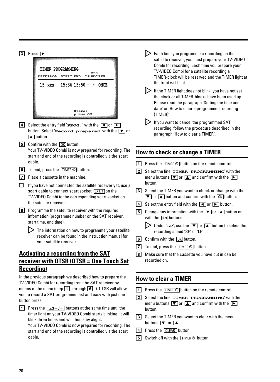 How to check or change a timer, How to clear a timer | Philips 21PV708-715-908/39 User Manual | Page 22 / 29