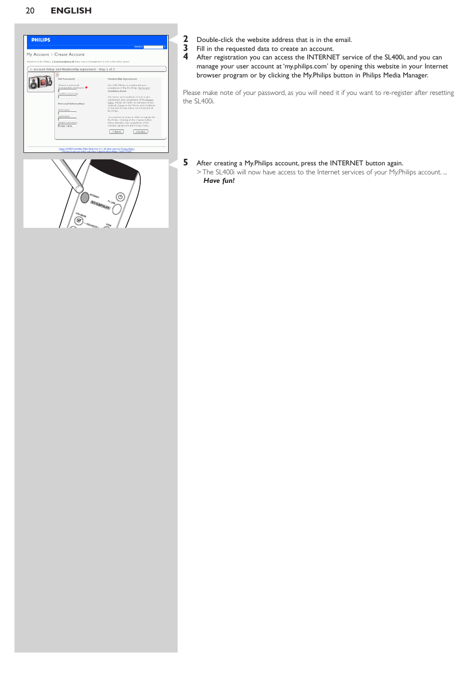 Philips SL400i/37 User Manual | Page 20 / 55