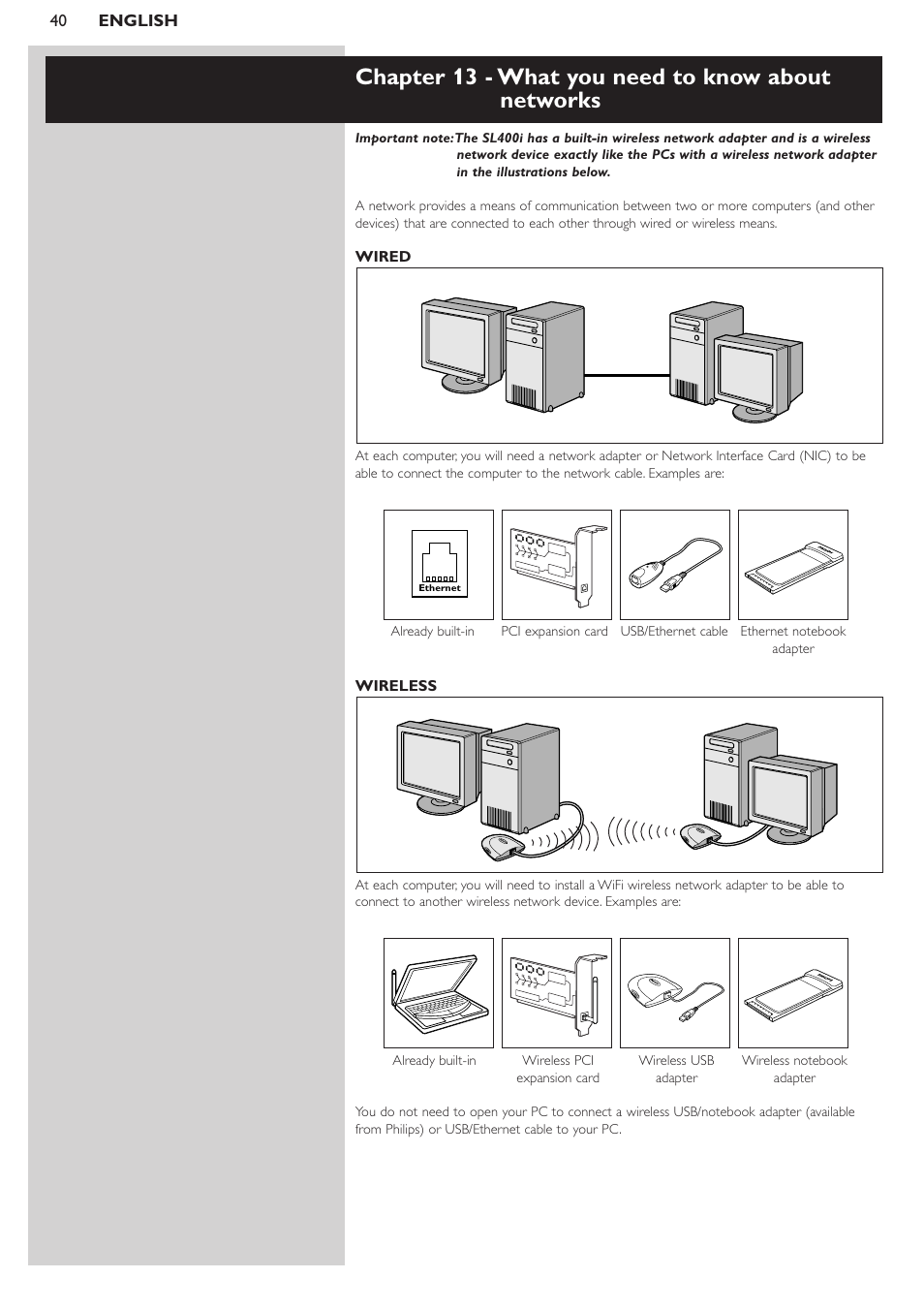 Chapter 13 - what you need to know about networks | Philips SL400i/37 User Manual | Page 40 / 55