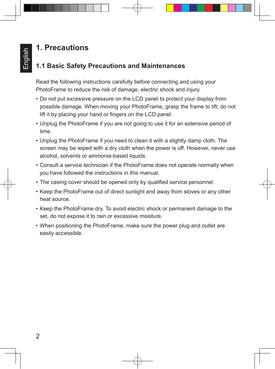 Precautions | Philips SPF3407/G7 User Manual | Page 10 / 96