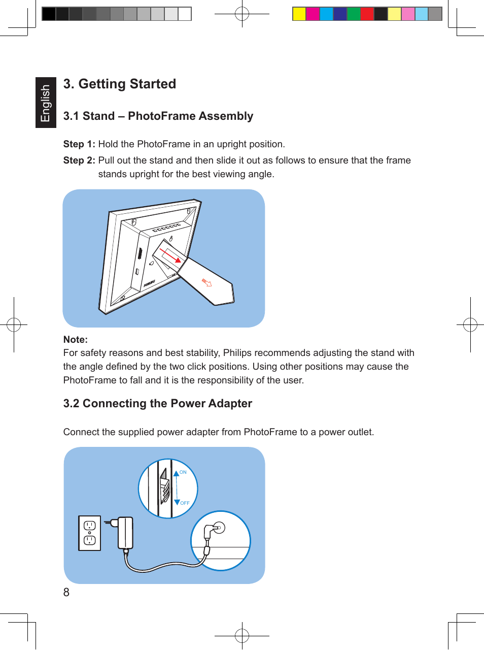 Getting started | Philips SPF3407/G7 User Manual | Page 16 / 96