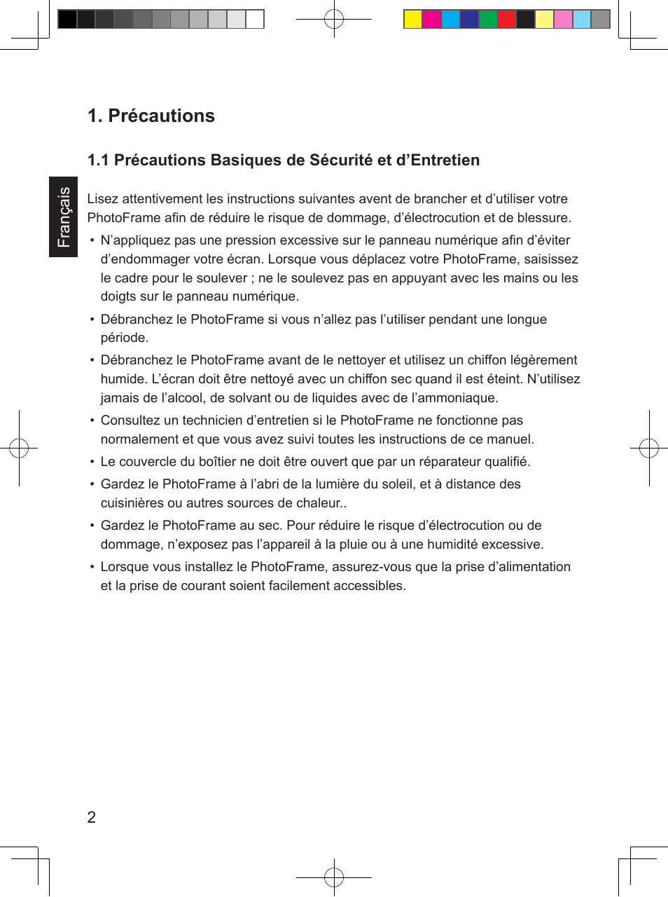 Précautions | Philips SPF3407/G7 User Manual | Page 38 / 96