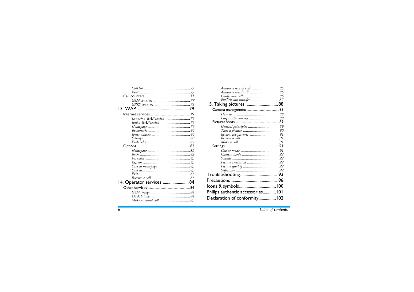 Philips 530 User Manual | Page 8 / 104