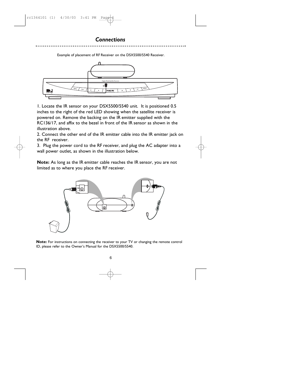 Connections | Philips RC136/17 User Manual | Page 6 / 16