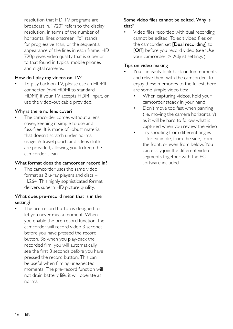 6 technical specifications | Philips CAM110 User Manual | Page 16 / 18