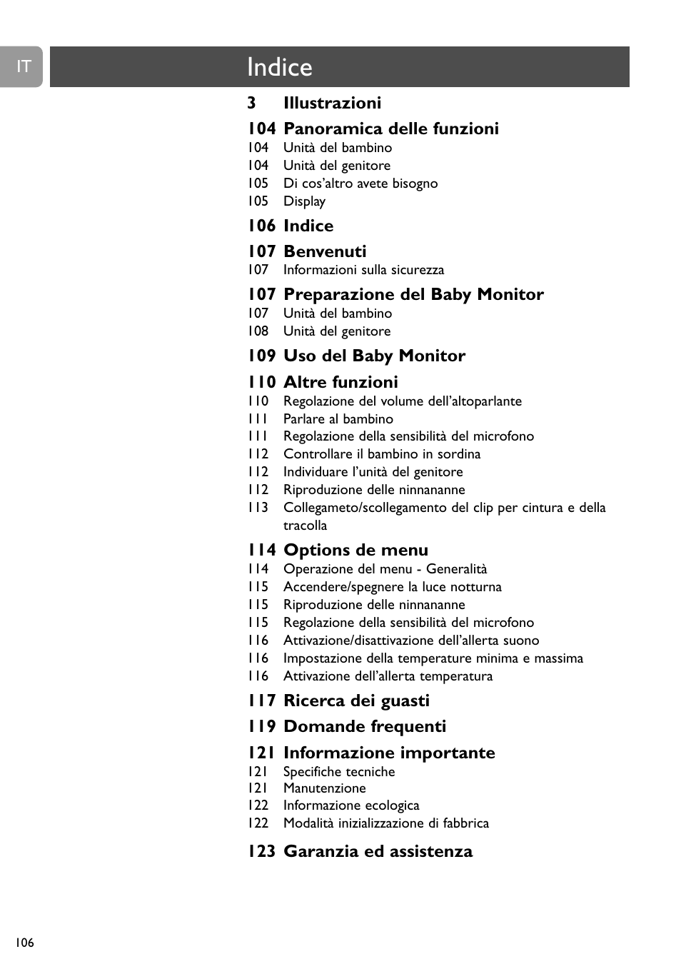 Indice | Philips SCD489 User Manual | Page 106 / 244