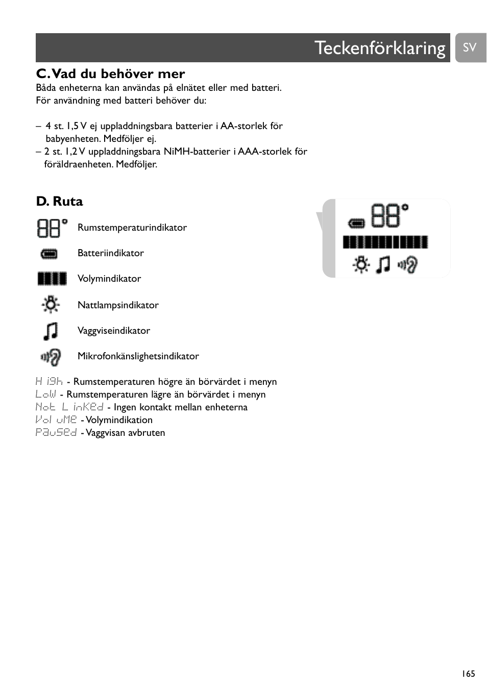 Teckenförklaring, C.vad du behöver mer, D. ruta | Philips SCD489 User Manual | Page 165 / 244