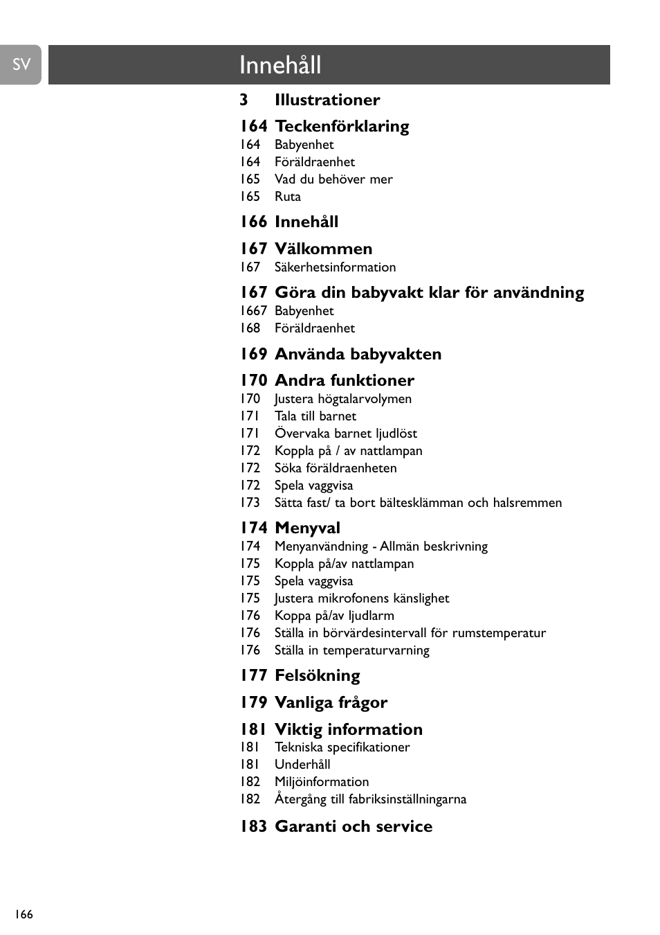 Innehåll | Philips SCD489 User Manual | Page 166 / 244