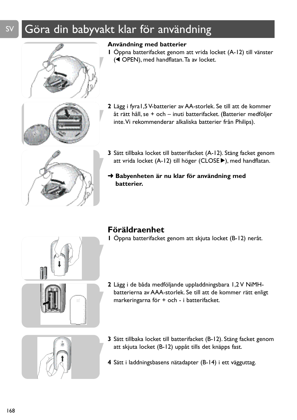 Göra din babyvakt klar för användning, Föräldraenhet | Philips SCD489 User Manual | Page 168 / 244