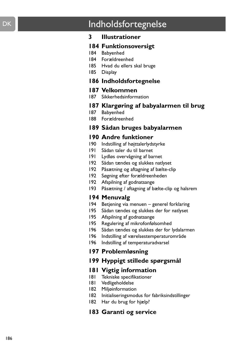 Indholdsfortegnelse | Philips SCD489 User Manual | Page 186 / 244