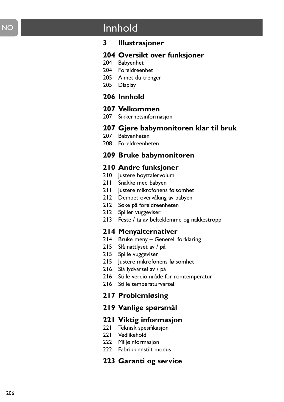 Innhold | Philips SCD489 User Manual | Page 206 / 244