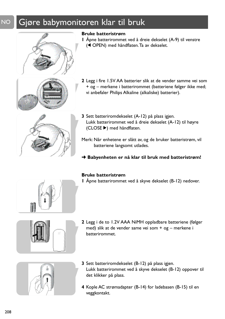 Gjøre babymonitoren klar til bruk | Philips SCD489 User Manual | Page 208 / 244