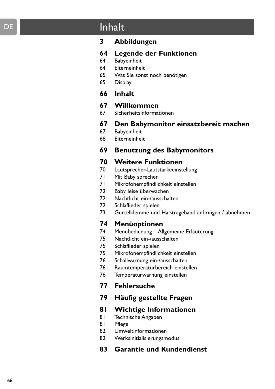 Inhalt | Philips SCD489 User Manual | Page 66 / 244