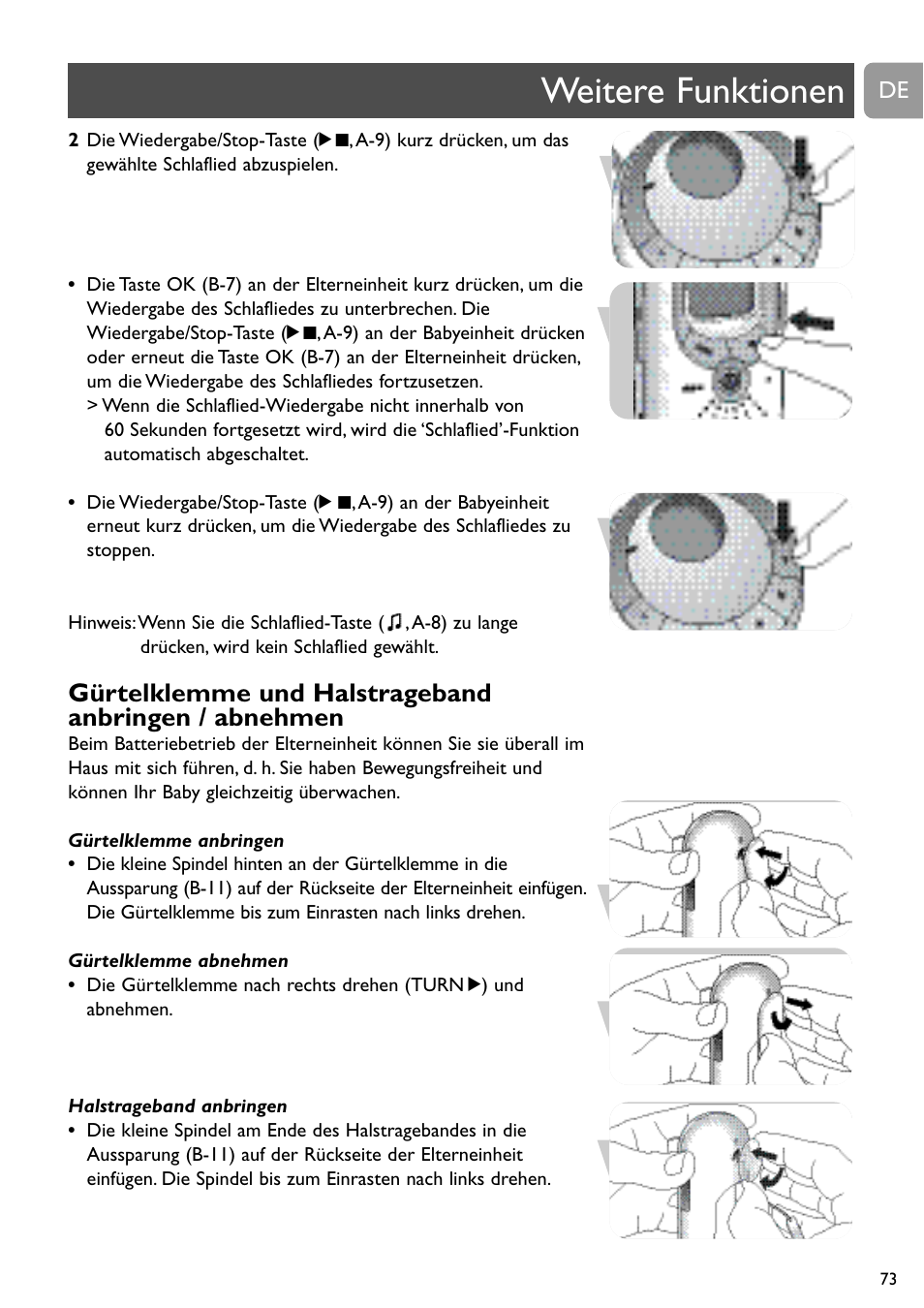Weitere funktionen | Philips SCD489 User Manual | Page 73 / 244