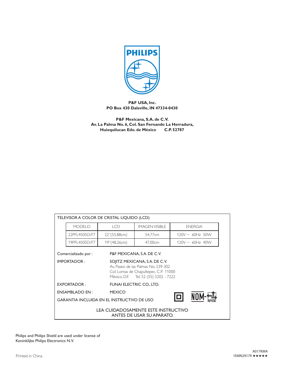 Philips 19PFL4505D User Manual | Page 37 / 37