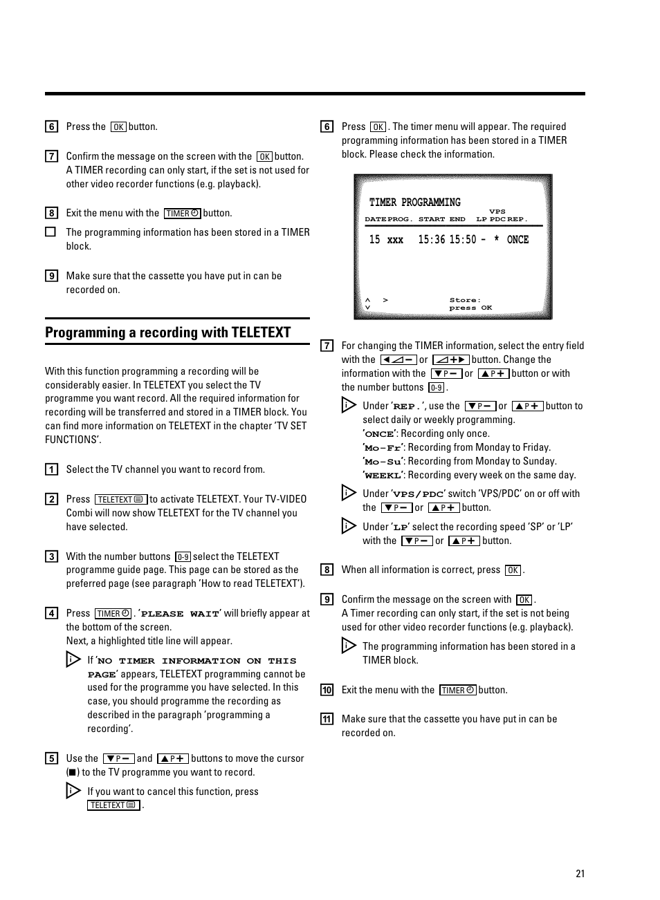 Programming a recording with teletext | Philips 14PV330/07 User Manual | Page 23 / 28