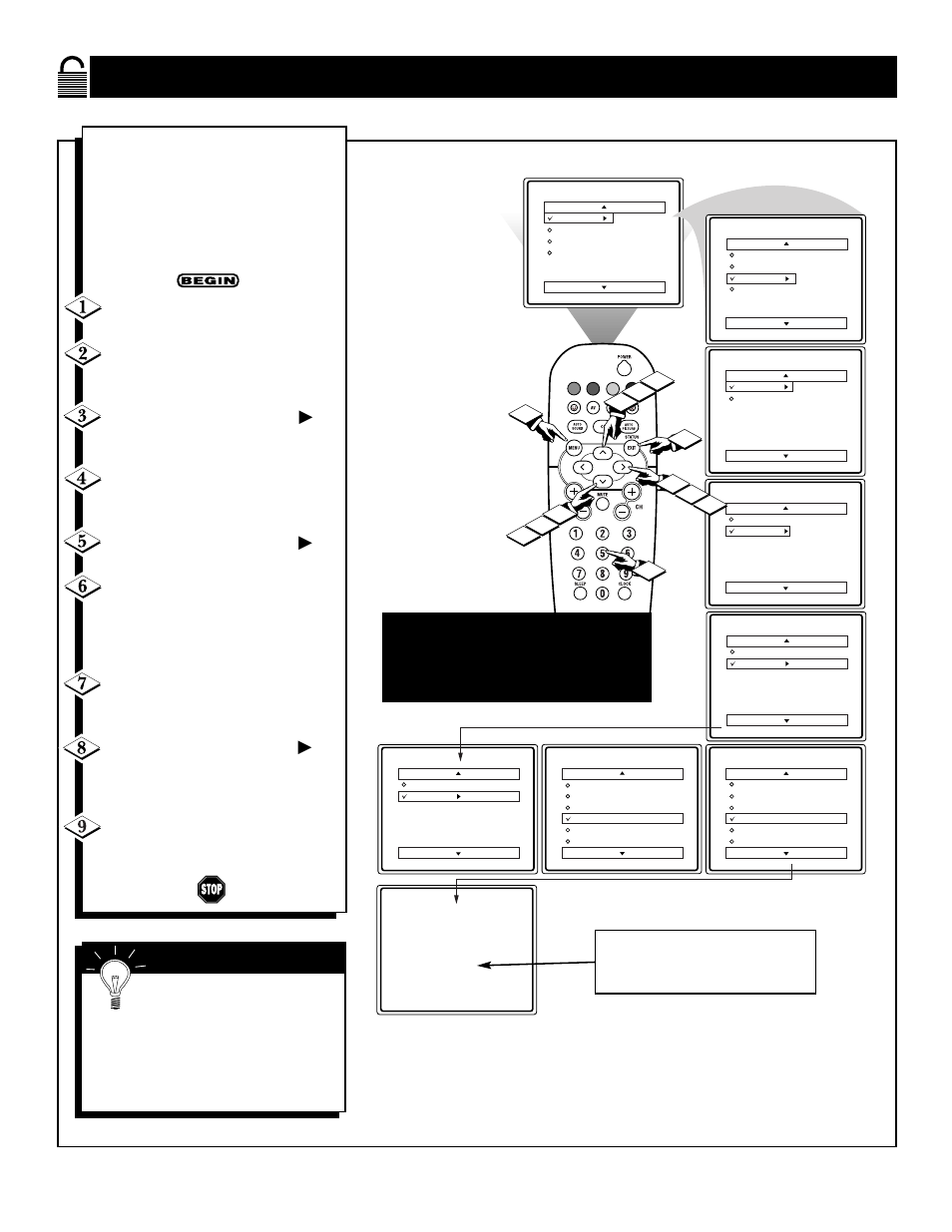 Ow to, Lock, Hannels at the | Philips VRX775VD User Manual | Page 24 / 37