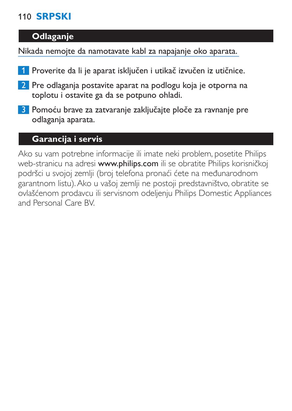 Odlaganje, Garancija i servis, Najčešća pitanja | Philips SalonStraight Pro HP4667/00 User Manual | Page 110 / 124