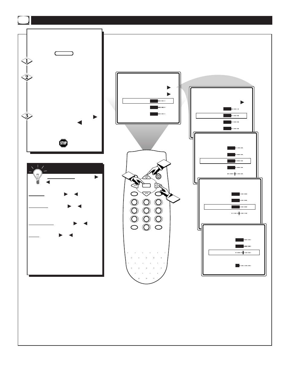 Tv p, Ow to, Djust the | Icture | Philips TR2503C1 User Manual | Page 14 / 32