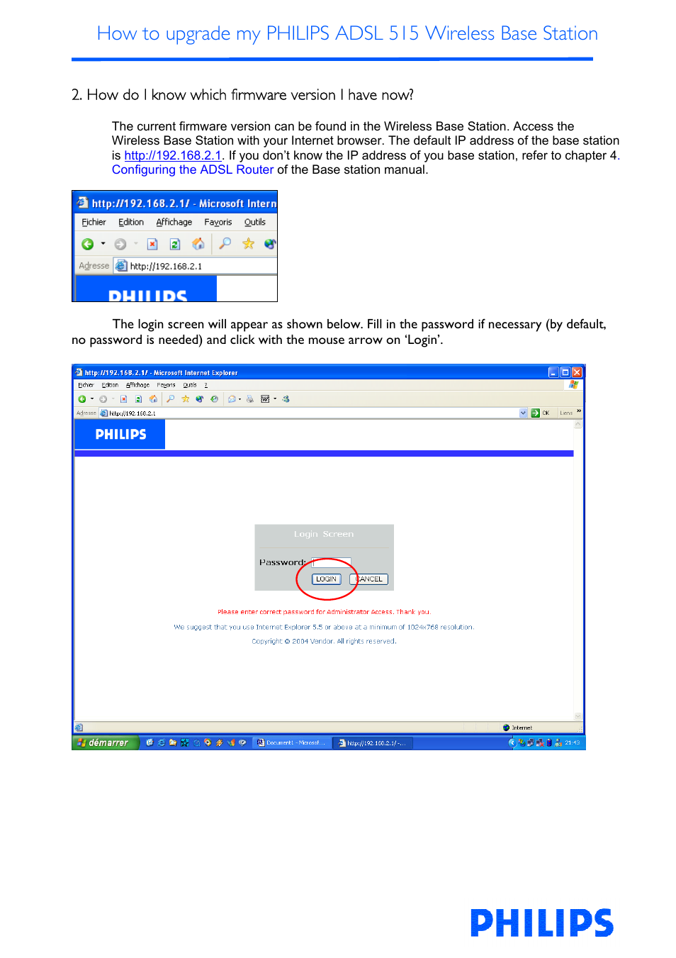 How do i know which firmware version i have now | Philips ADSL 515 User Manual | Page 2 / 22