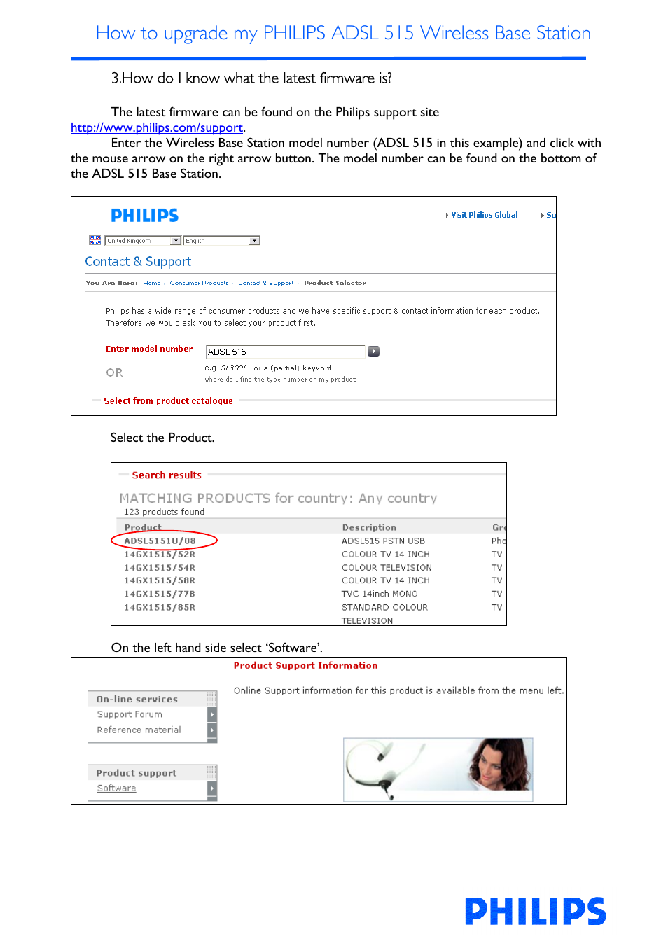 How do i know what the latest firmware is | Philips ADSL 515 User Manual | Page 4 / 22