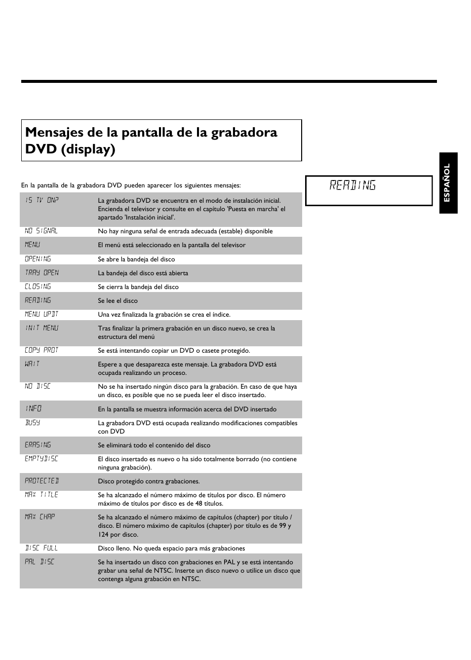 Reading | Philips DVDR 75 User Manual | Page 101 / 190