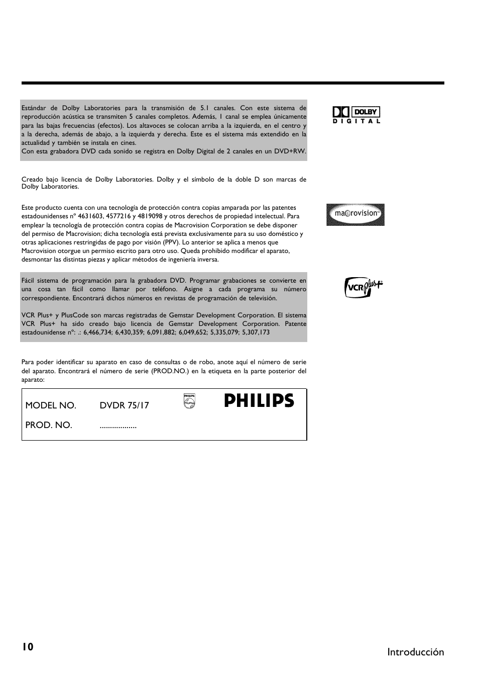 Introducción | Philips DVDR 75 User Manual | Page 112 / 190