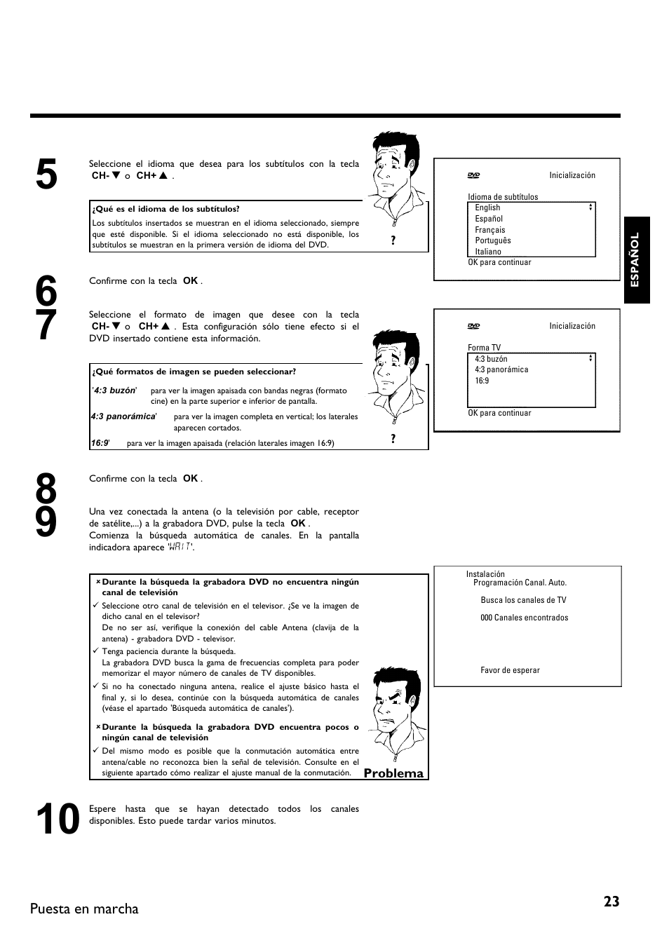 Puesta en marcha | Philips DVDR 75 User Manual | Page 125 / 190